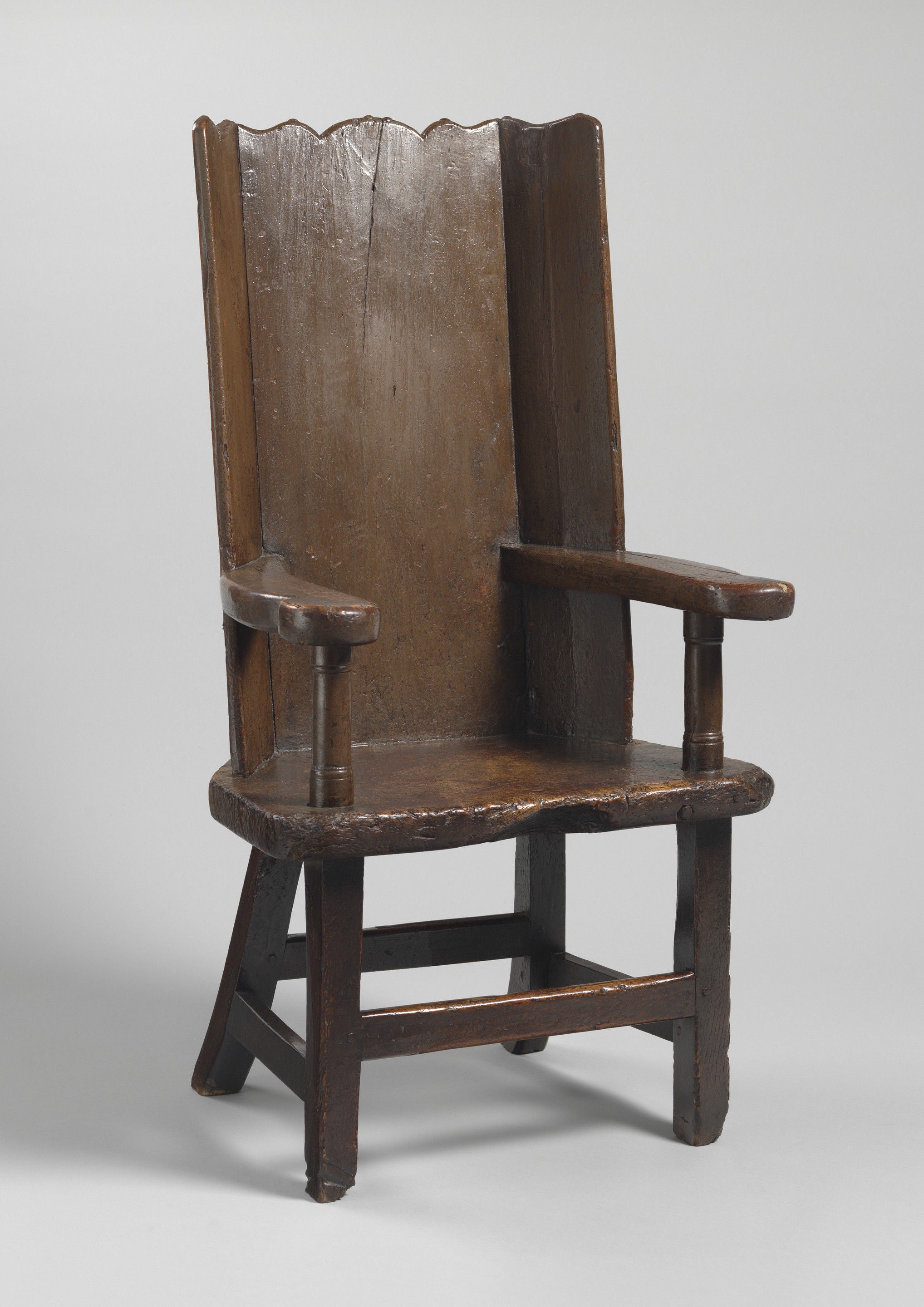 Imposing Enclosed Primitive Boarded Windsor Chair