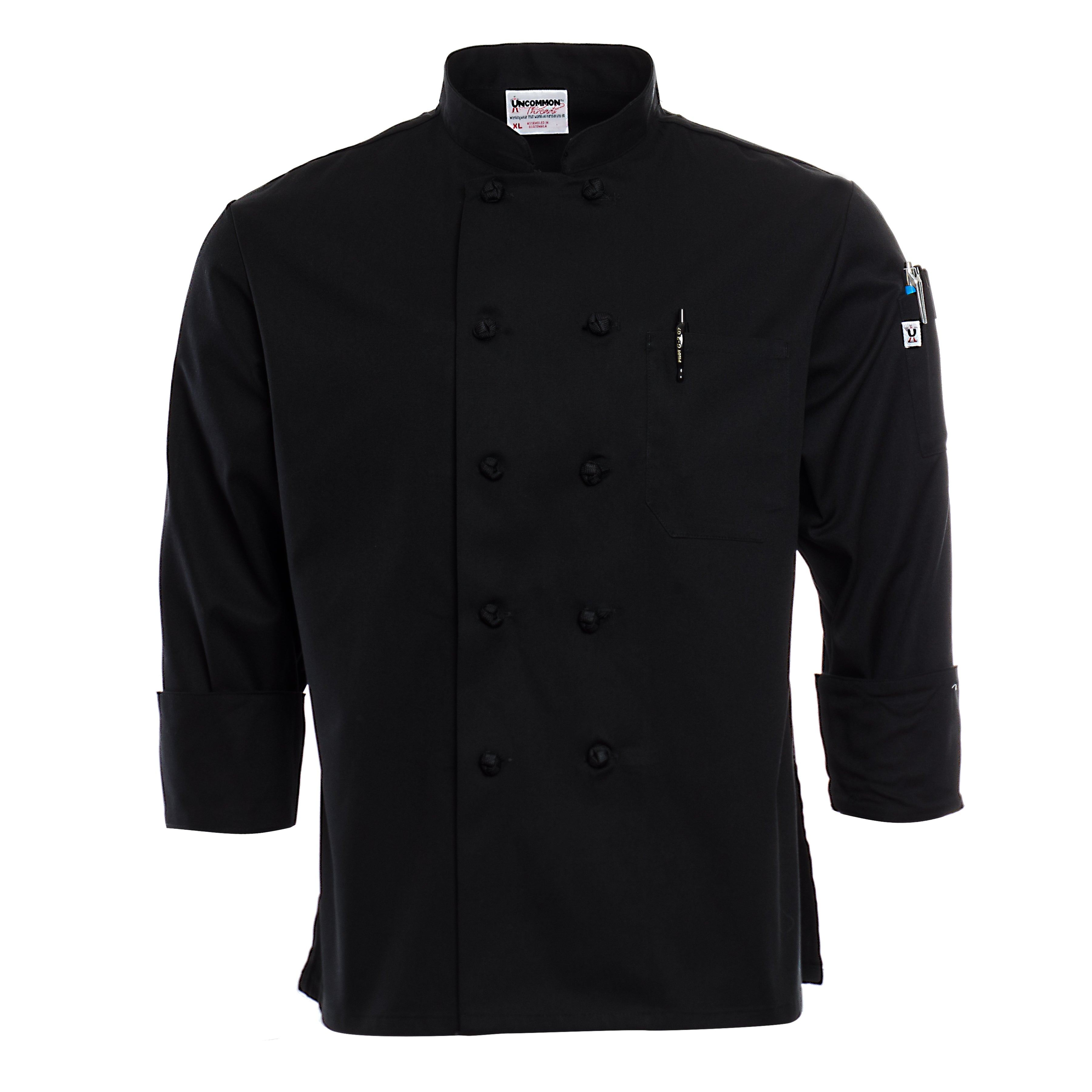 Women's Black Knot-Button Chef Coat | Chef Duds