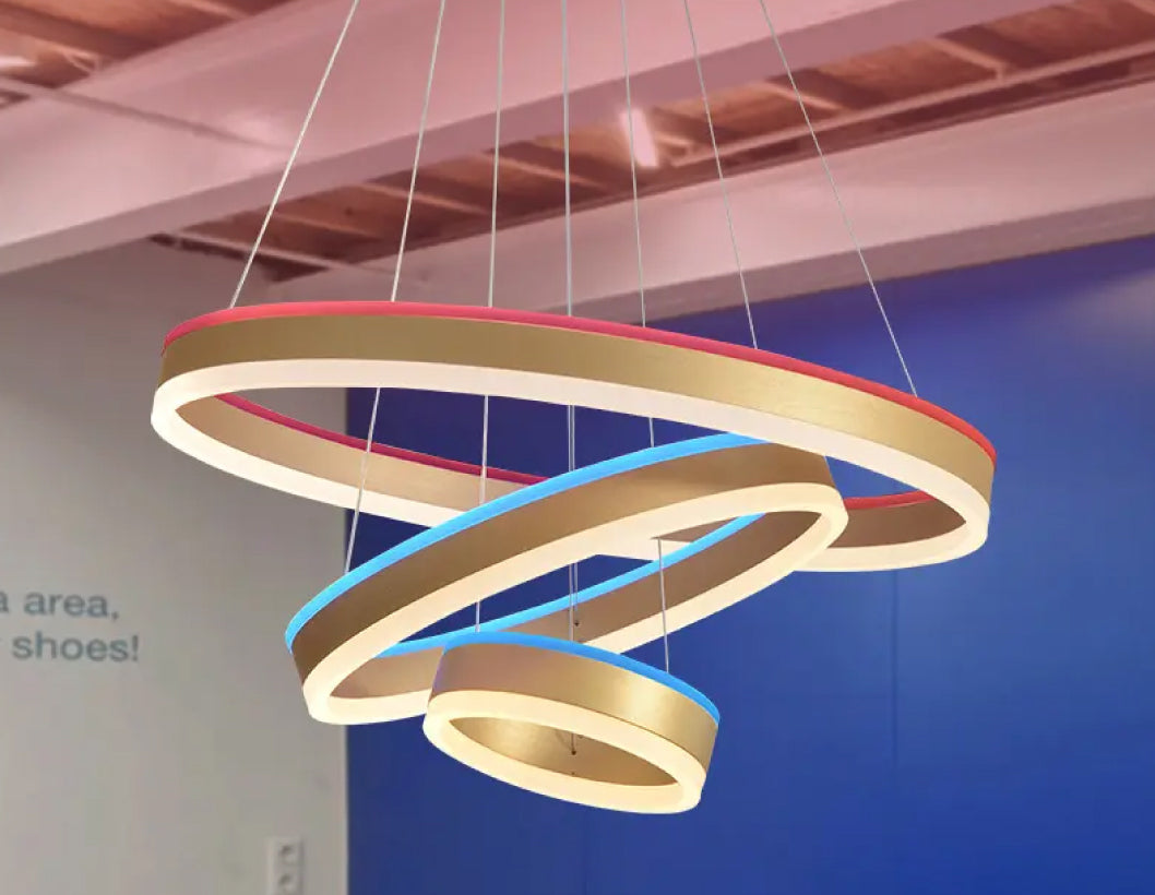 Modern Gold LED Ceiling Lamp Adjustable Circular Ring Chandelier Pendant  Light | eBay