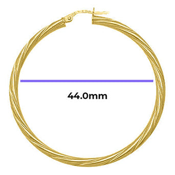 Measured Solid Gold Textured Hoop Earring 44mm Diameter