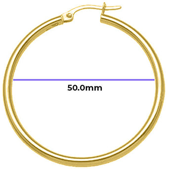 Measured Solid Gold Textured Hoop Earring 50mm Diameter