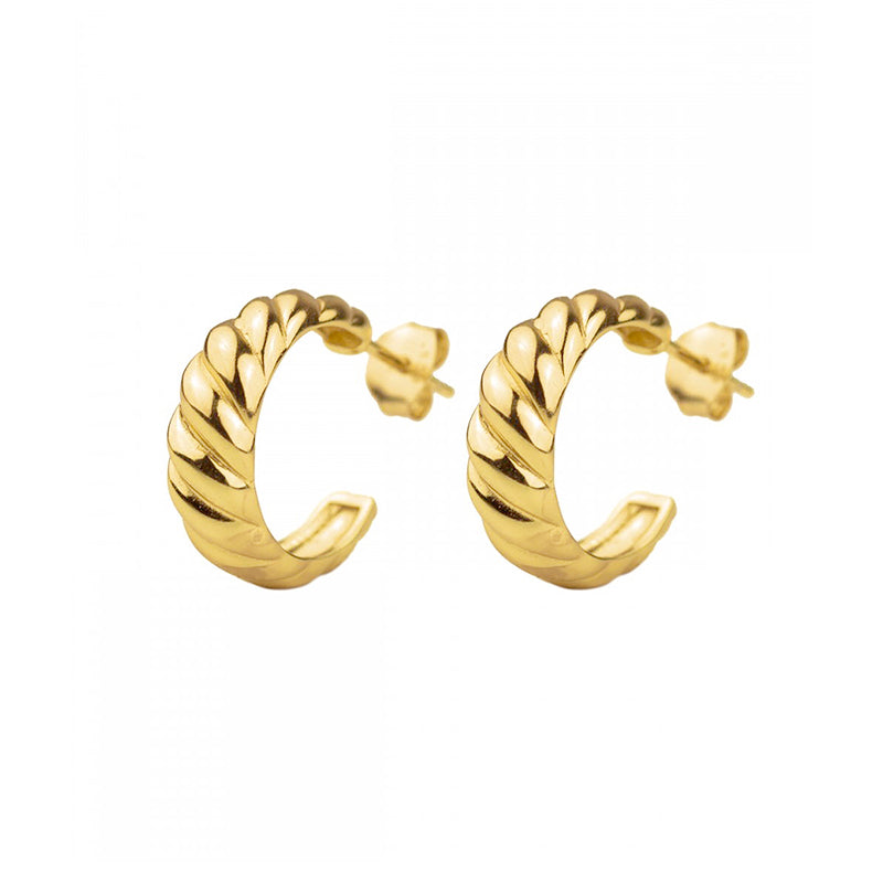Sterling Silver Yellow Gold Plated Cornetto Hybrid Hoop Earrings