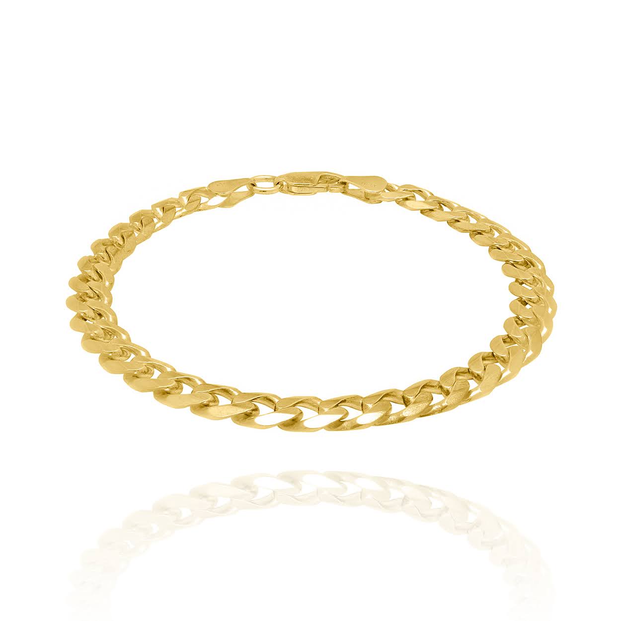 Solid Gold Curb Style Traditional Bracelet