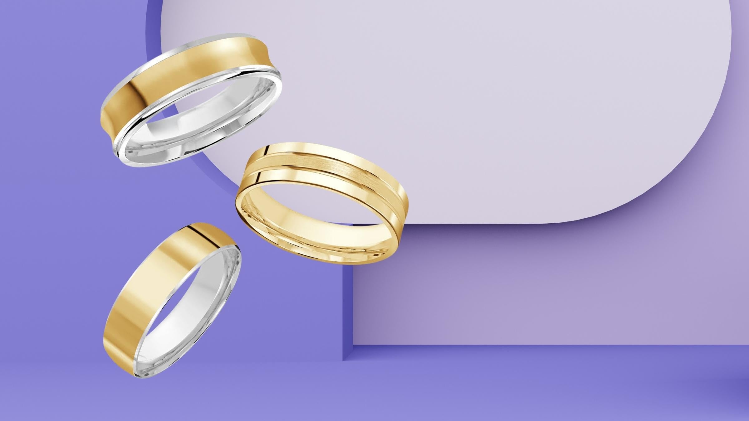 3 Gold Bands on Purple Background