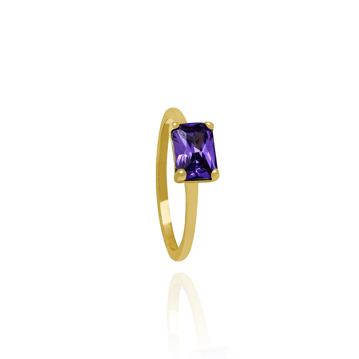 Solid Gold Amalfi Ring with Amethyst Gemstone
