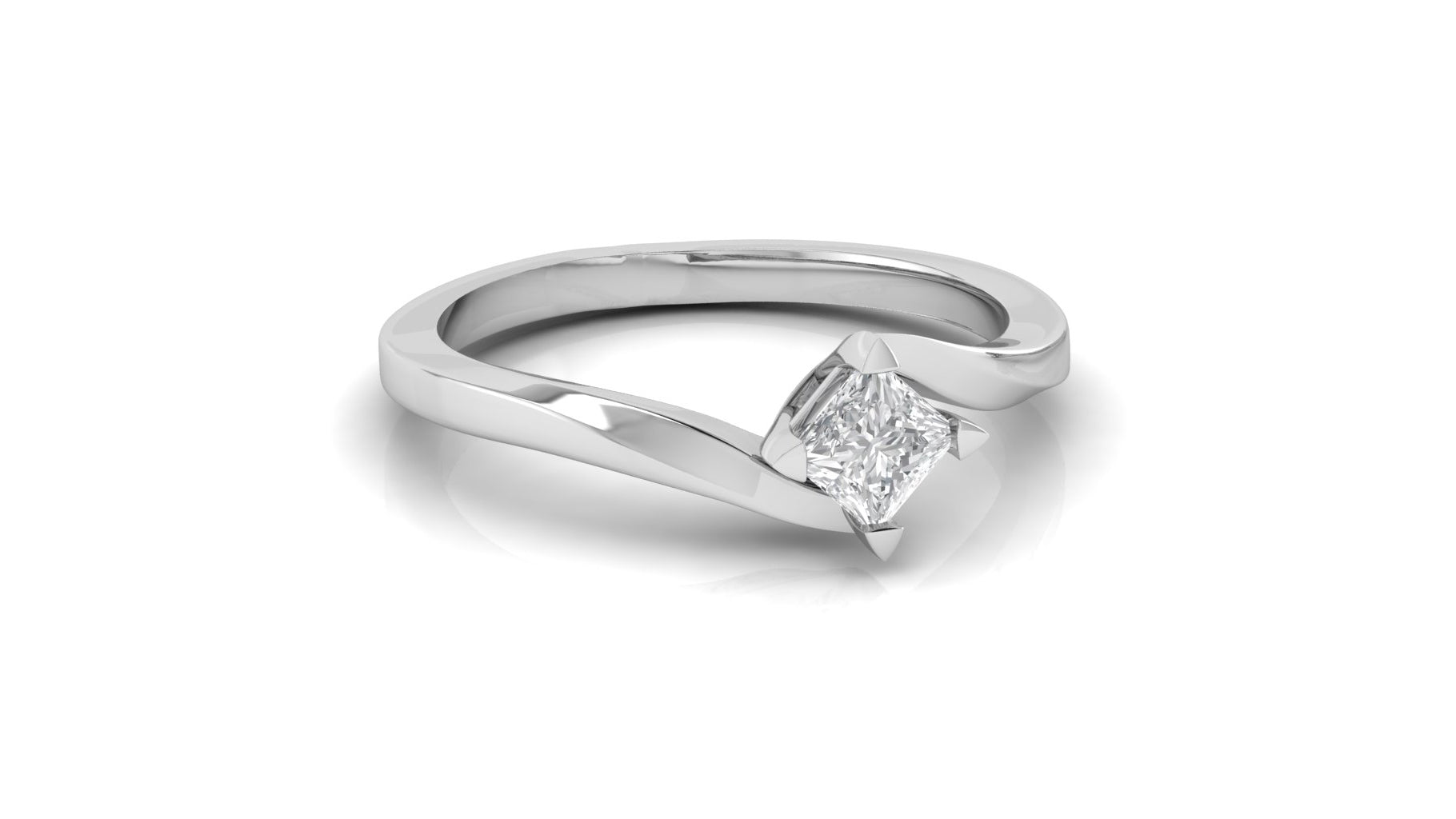 White Gold Princess Cut Diamond Engagement Ring