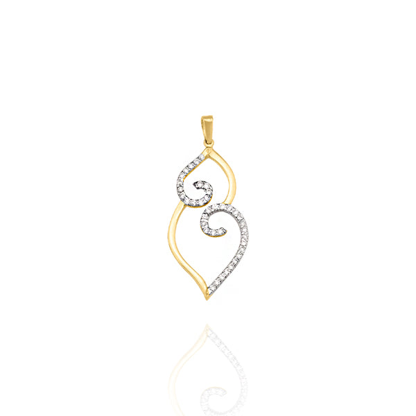 Yellow and White Solid Gold Cubic Zirconia Set Pendant