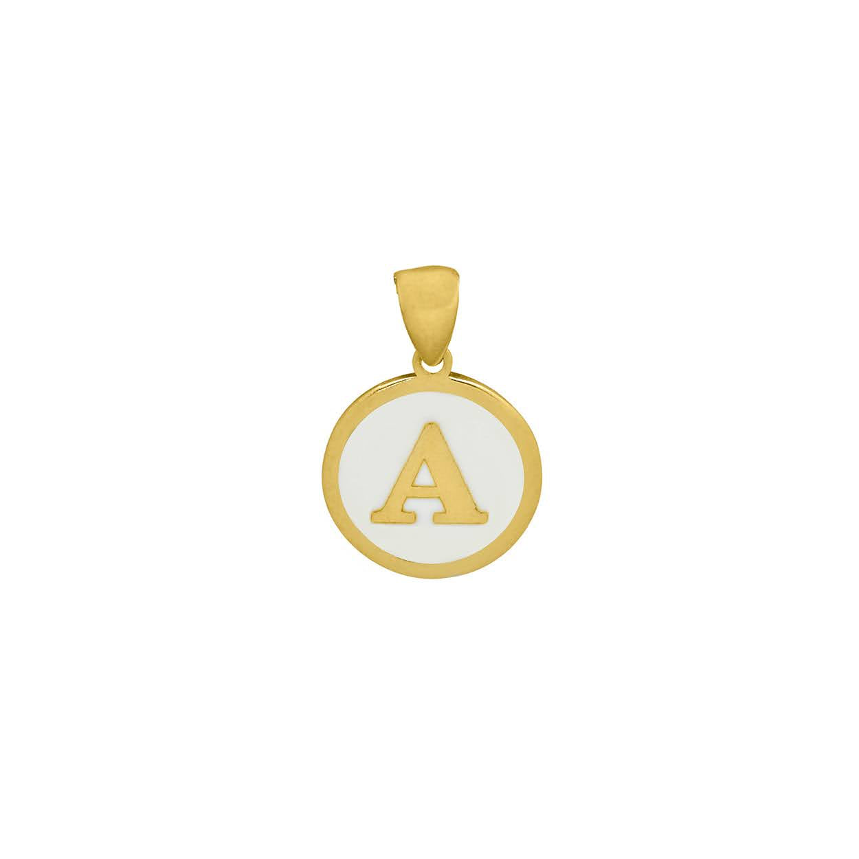 Solid 10KT Yellow Gold Enamel Initial Pendant