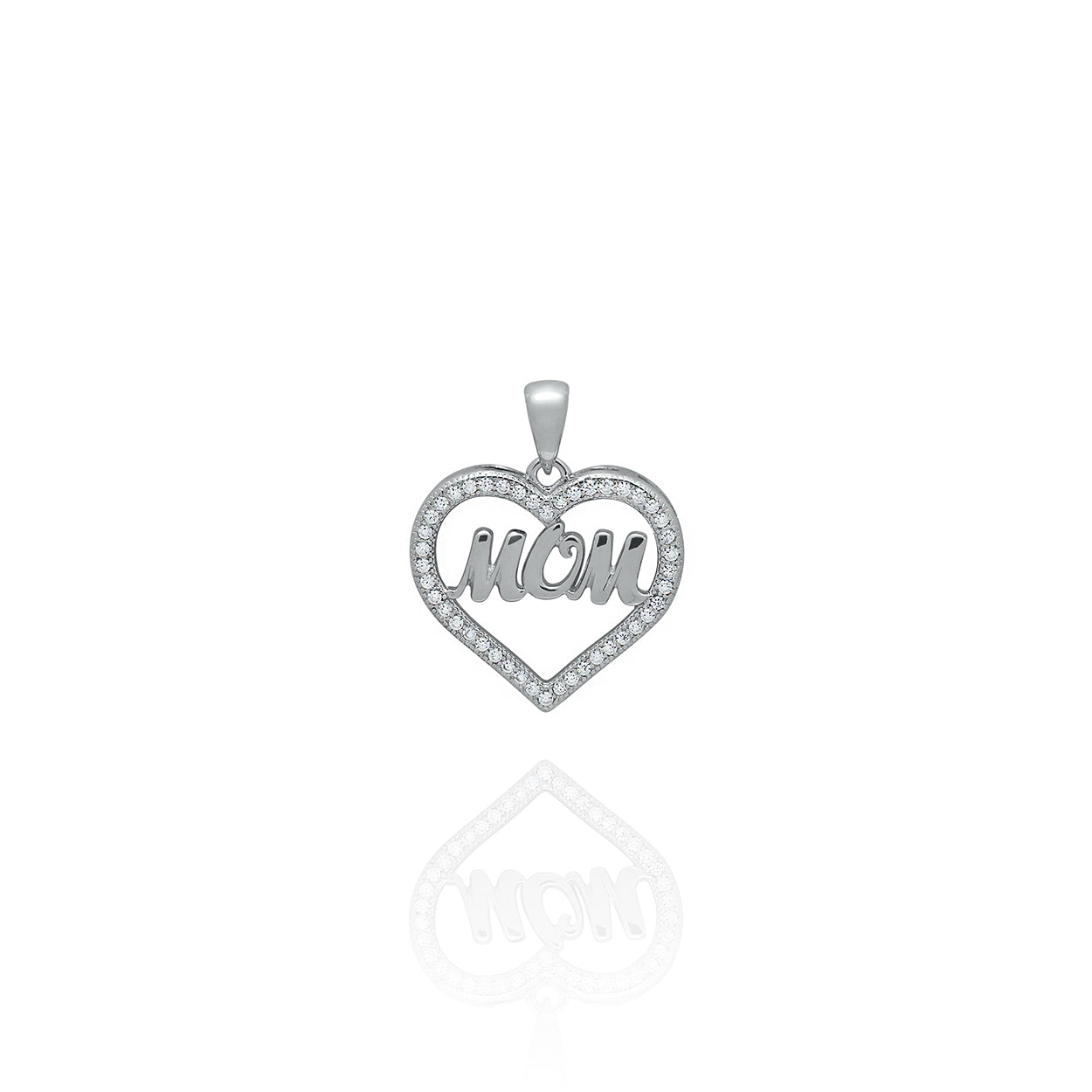 Sterling Silver Mom Pendant set with Cubic Zirconia