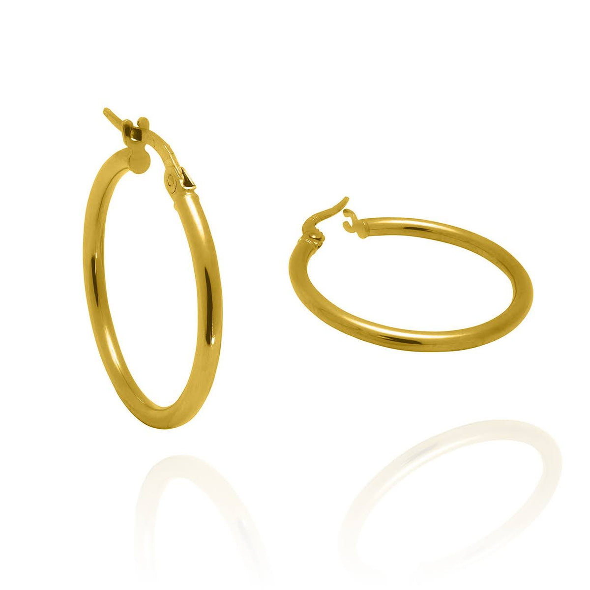 Solid Gold 2mm Width Hoop Earrings