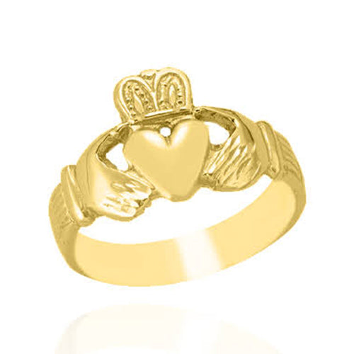 Solid 10KT Yellow Gold Claddagh Ring