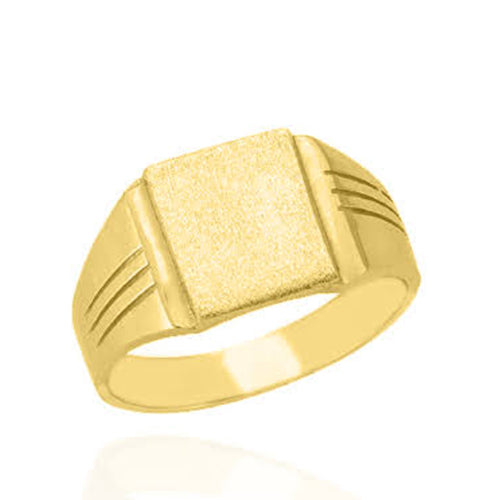 10KT Solid Gold Signet Ring with Stripes on Shoulders
