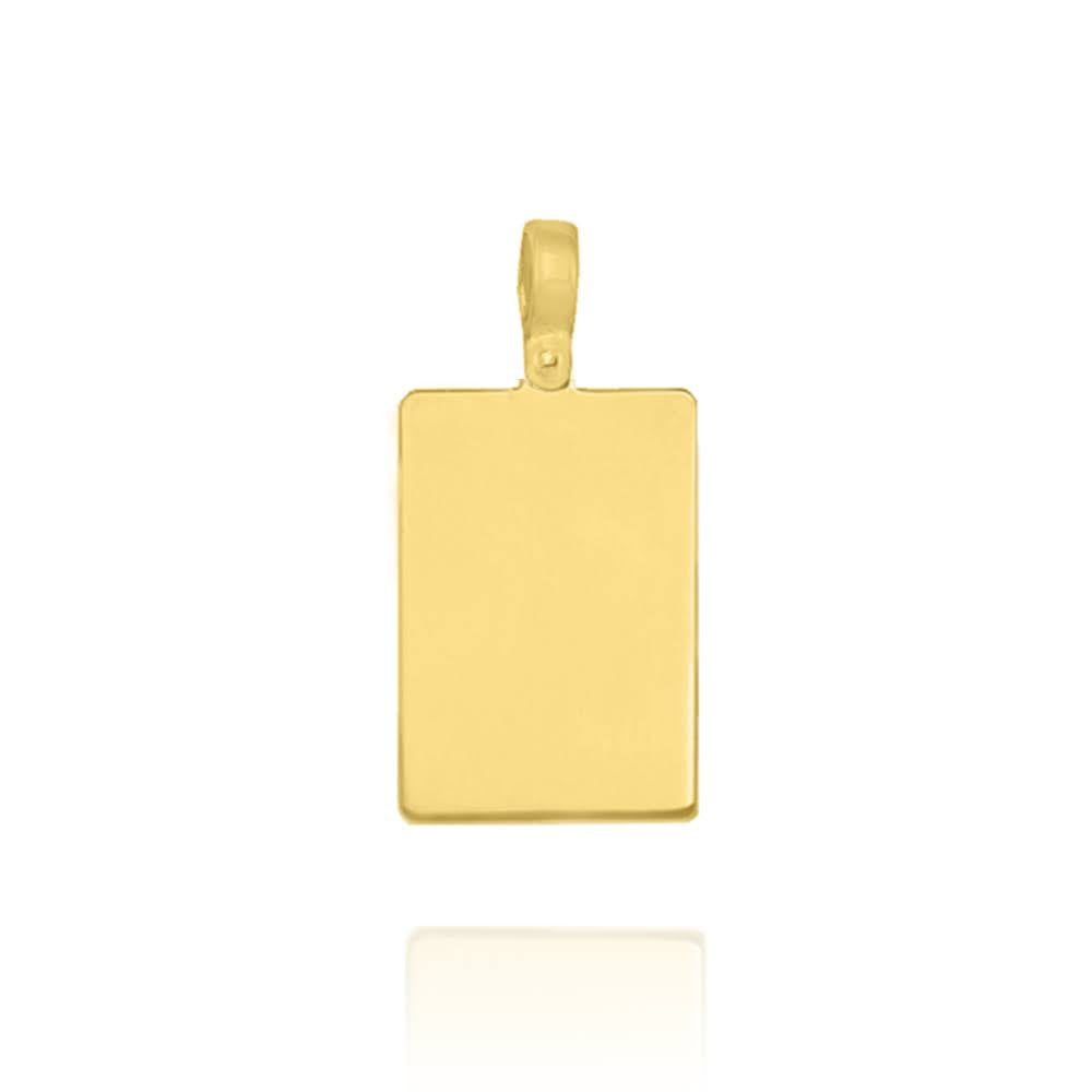 Solid 10KT Yellow Gold Engravable Rectangular Tag Pendant