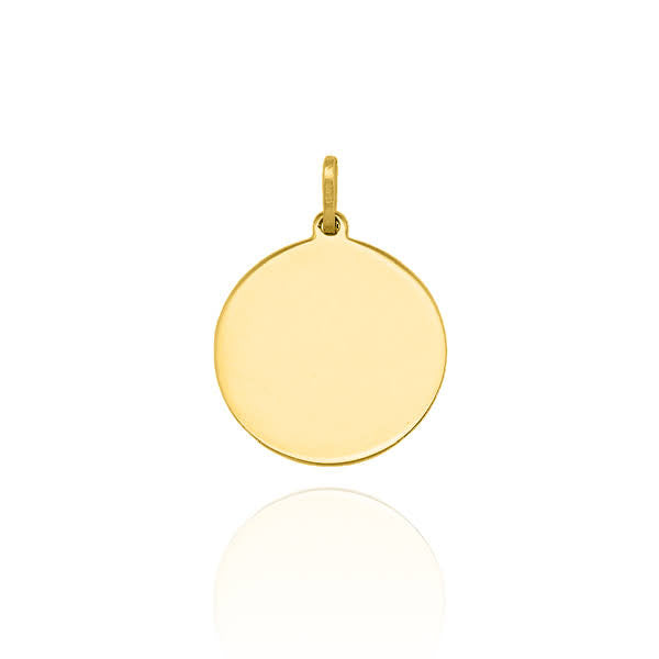 14KT Solid Gold Round Engravable Tag Pendant