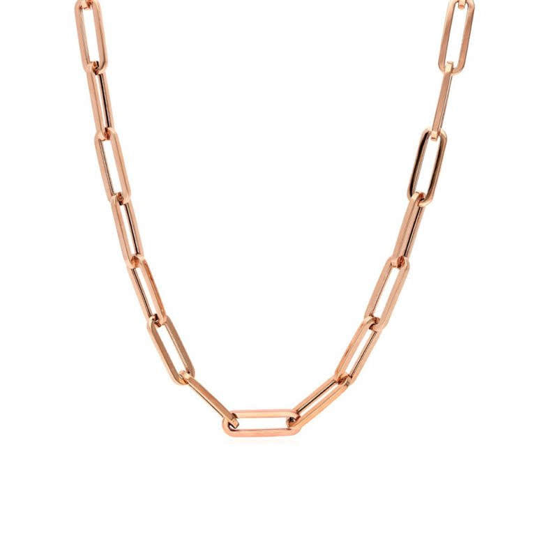 Rose Gold Plated Sterling Silver Paper Clip Chain