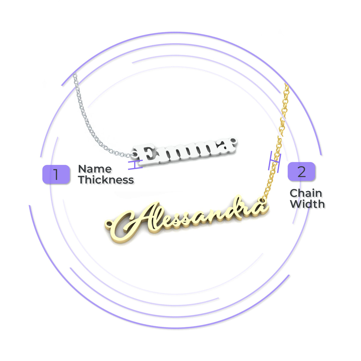 Name Necklace with measurements