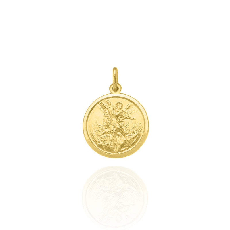 St. Michael Medallion Large Solid Yellow Gold