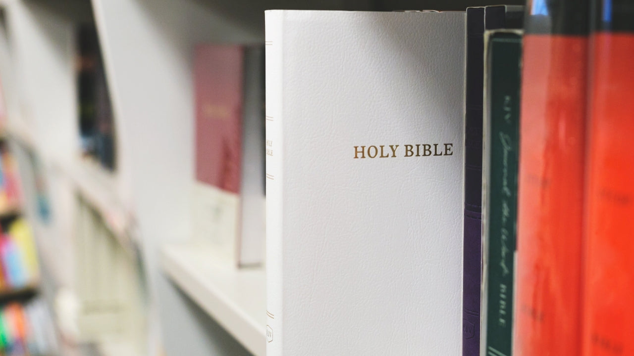 White Holy Bible in Library