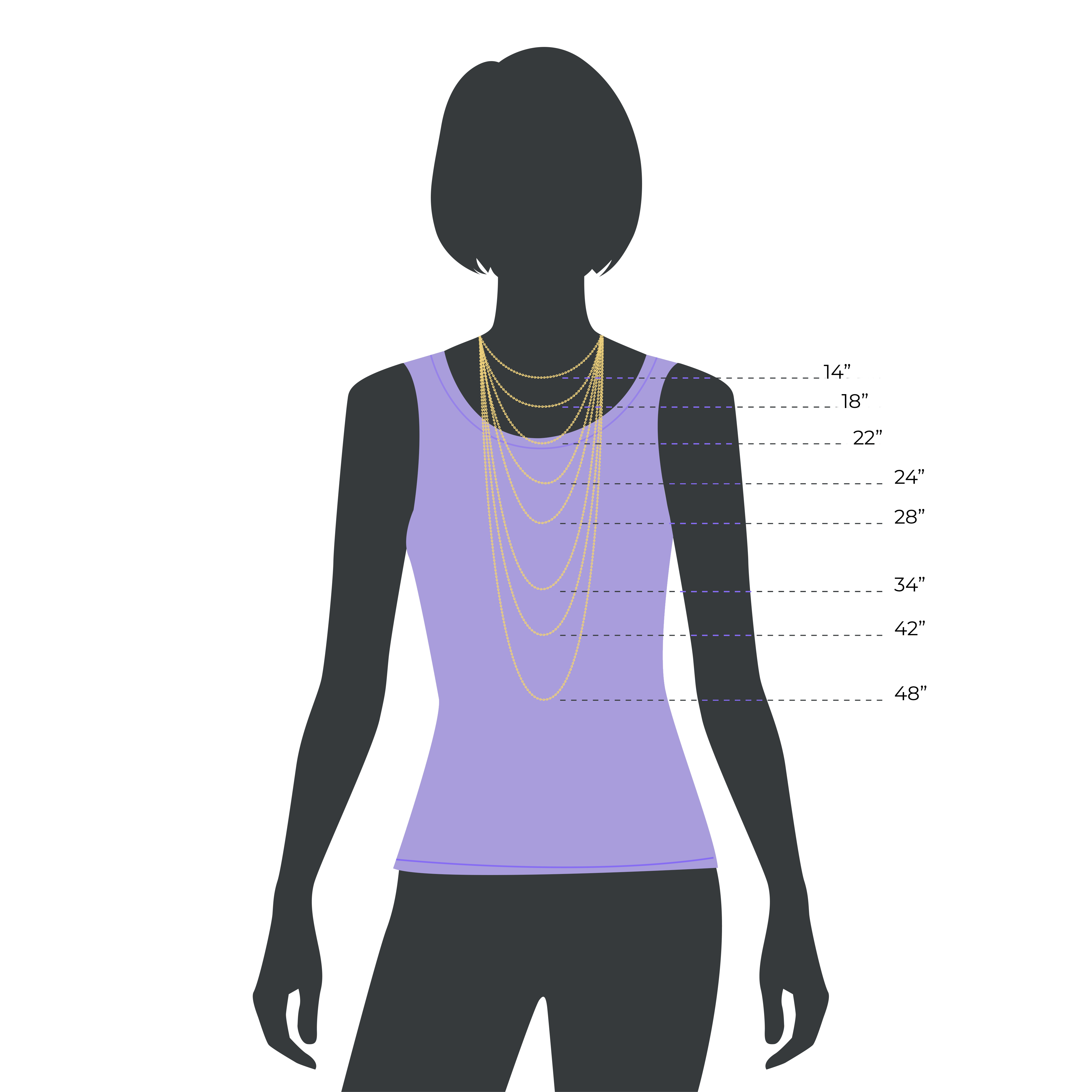 Female Silhouette Chain Size Guide