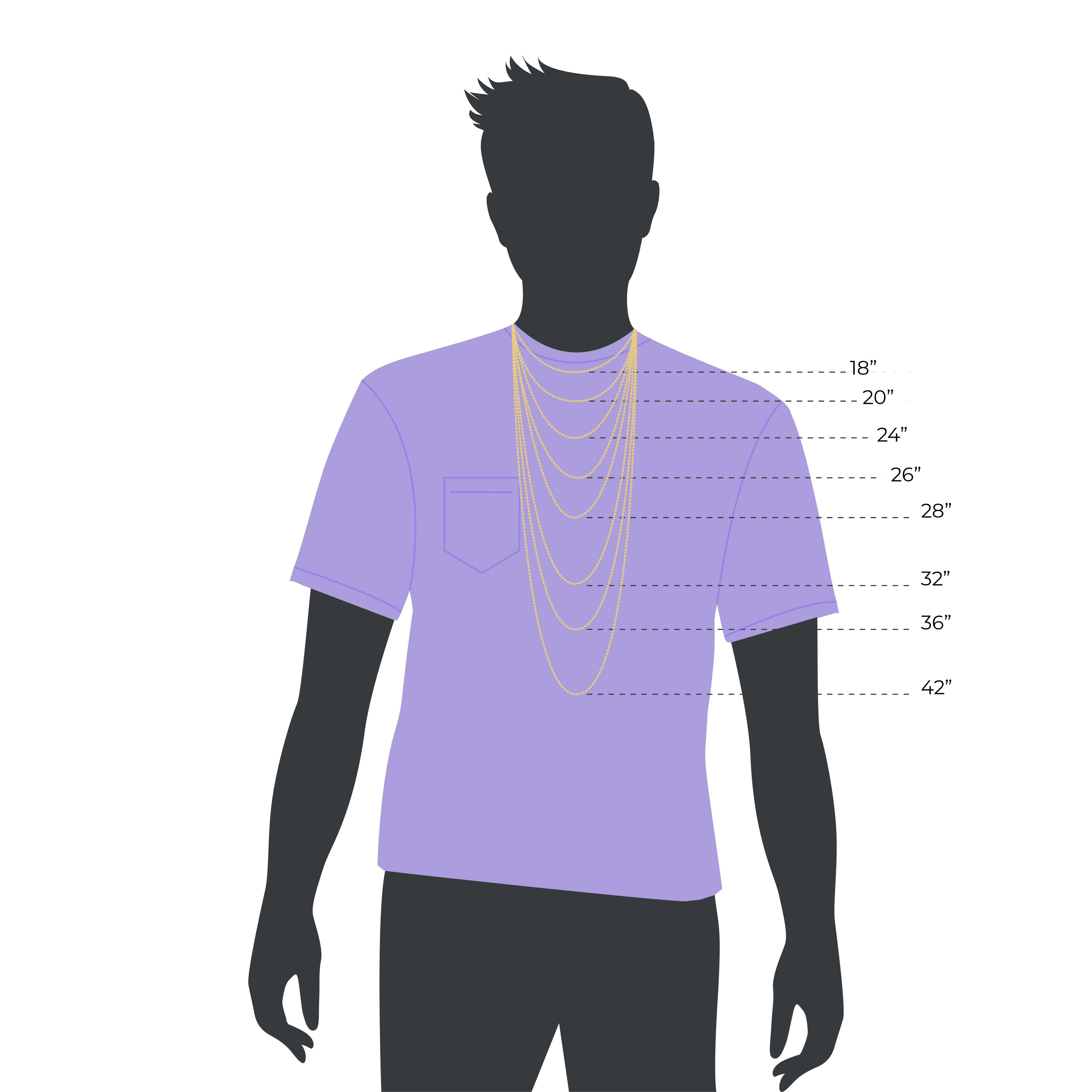 Male Silhouette Chain Size Guide