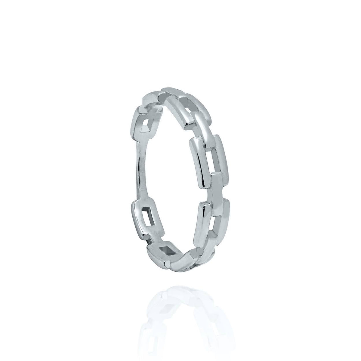 Solid White Gold Links Ring
