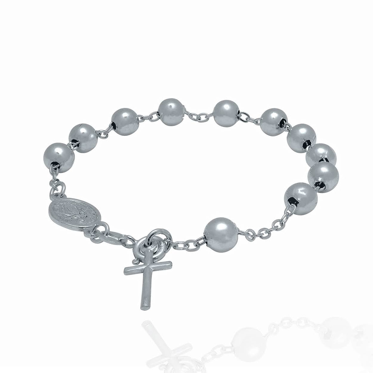Sterling Silver Rosary Bracelet with Immaculate Conception Medallion Attached
