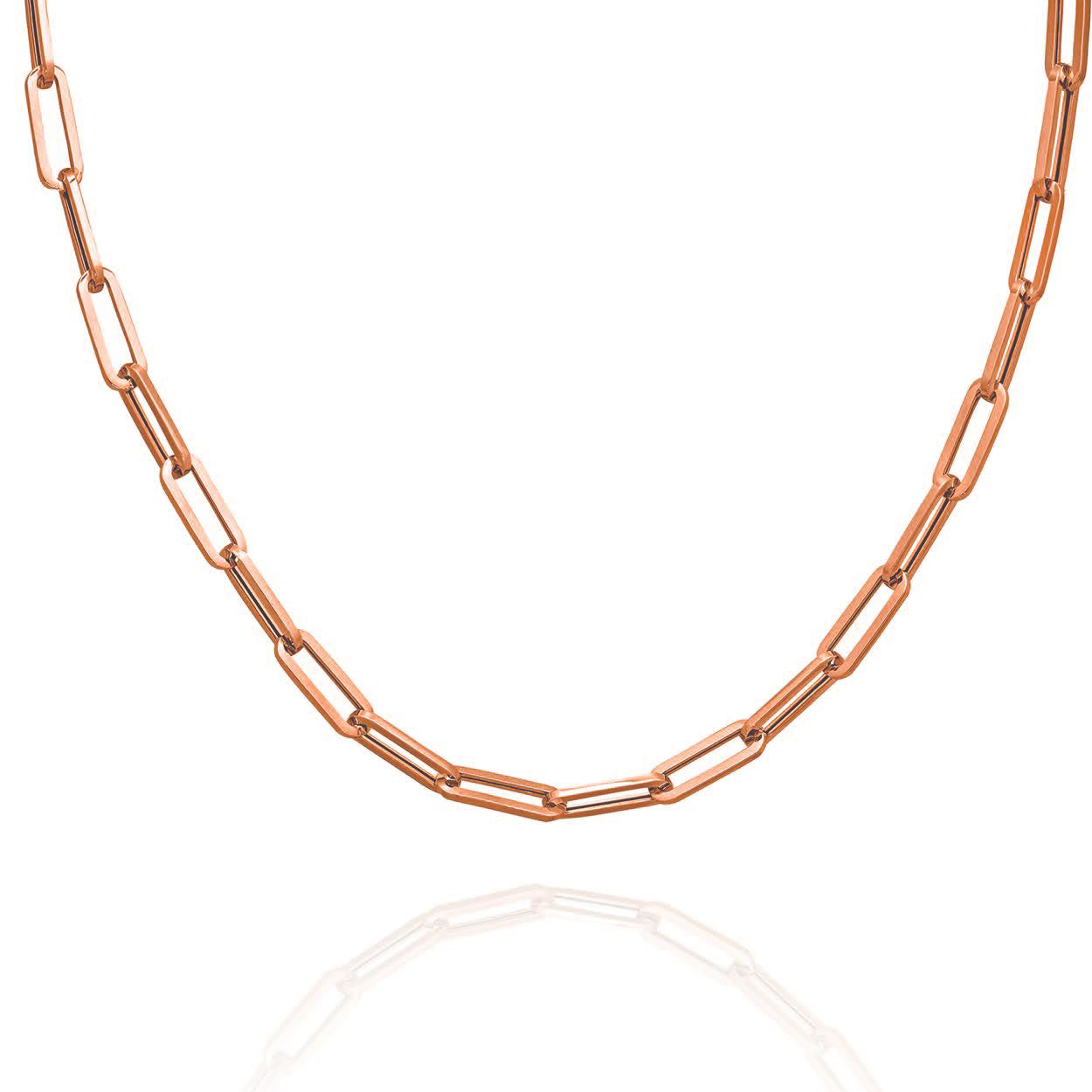 18KT Rose Gold Plated Sterling Silver Paper Clip Chain