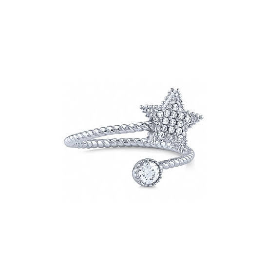 Sterling Silver Star Ring set with Cubic Zirconia