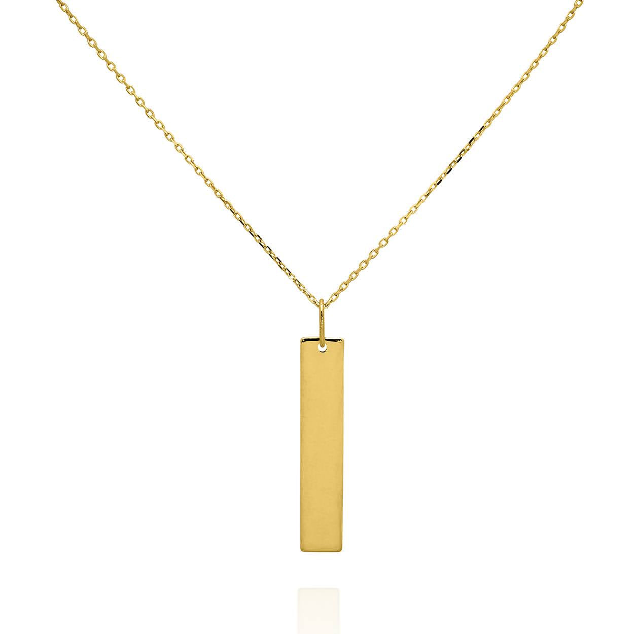 Solid Gold Vertical Bar Monogram Necklace