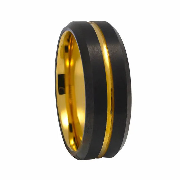 Yellow Gold IP Plated Tungsten Carbide Band