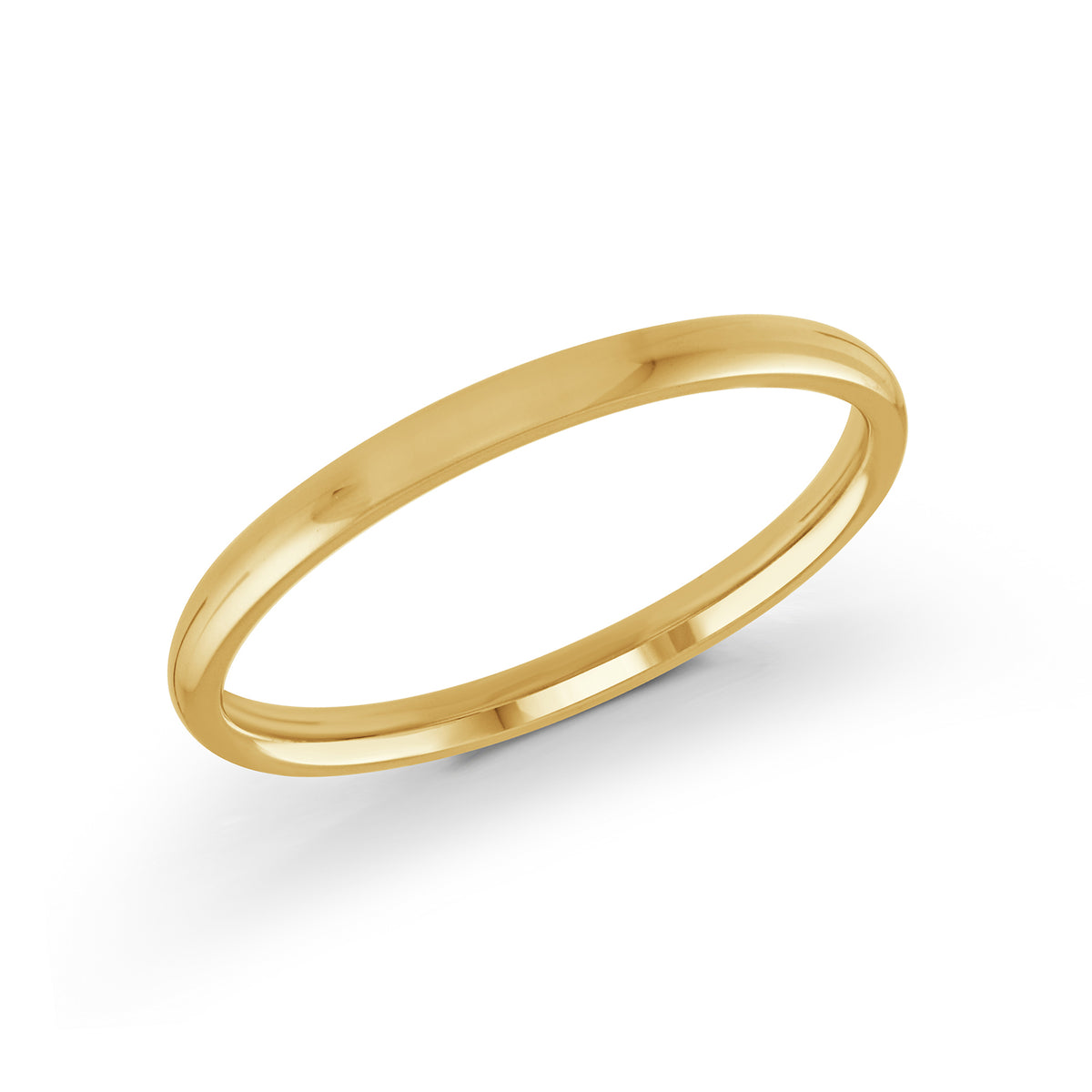 Solid Yellow Gold High-Polish Domed Wedding Band 2mm-3mm