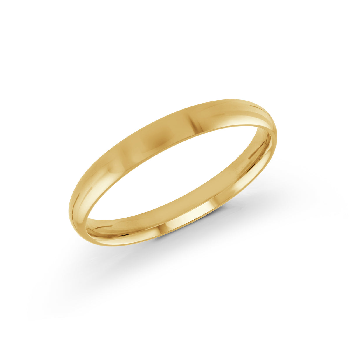 Solid Yellow Gold High-Polish Domed Wedding Band 3mm-4mm