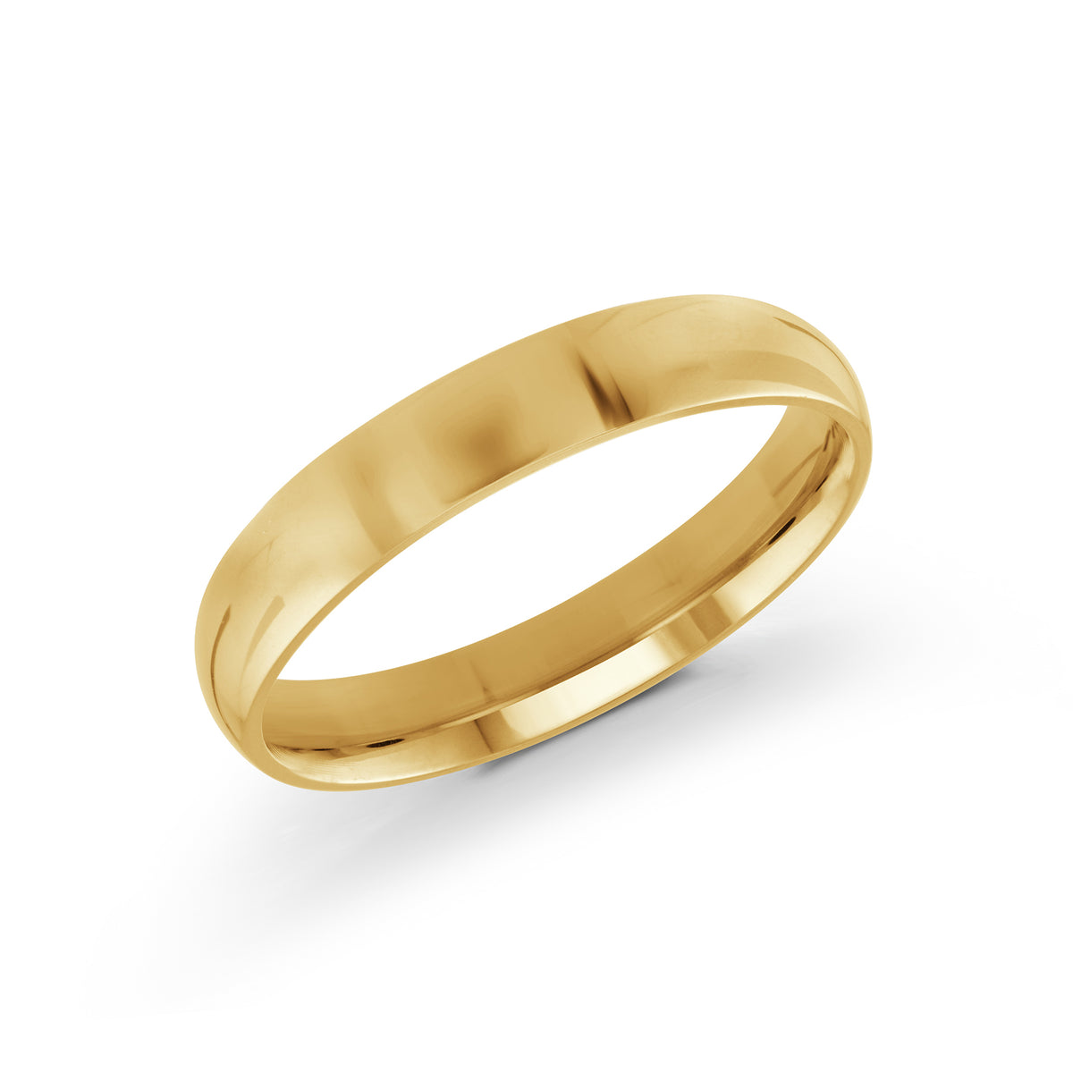 Solid Yellow Gold High-Polish Domed Wedding Band 4mm-5mm