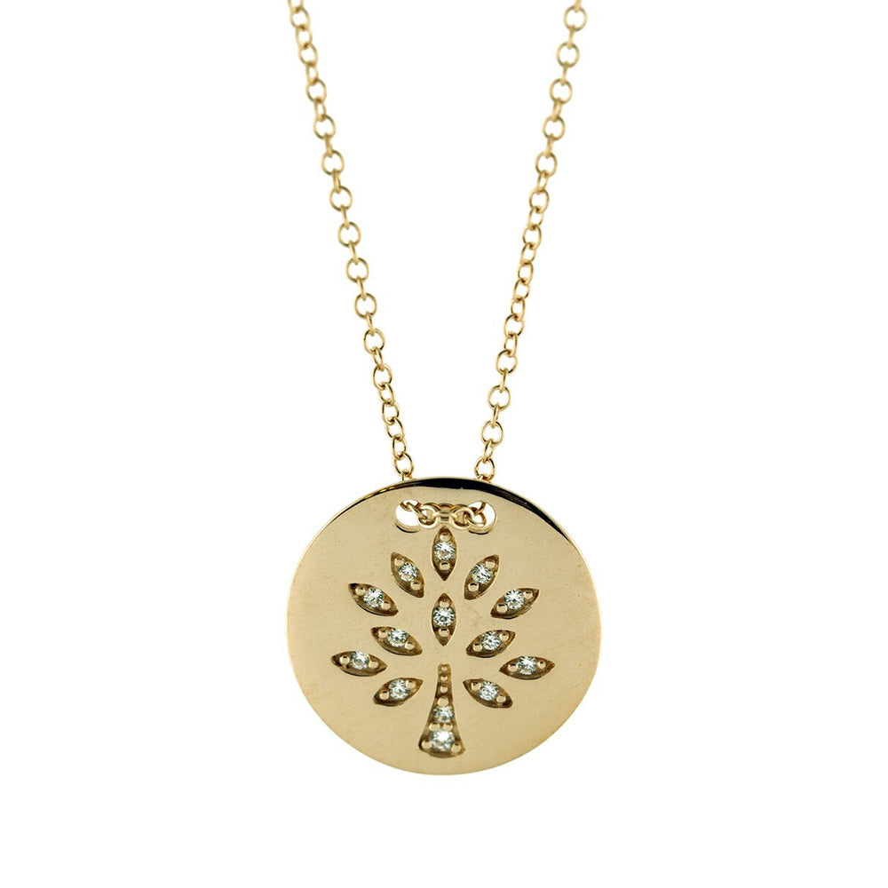 Yellow Gold Tree of Life Gemstone Necklace