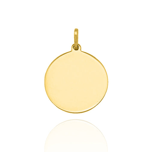 Solid Yellow Gold Round Tag Pendant