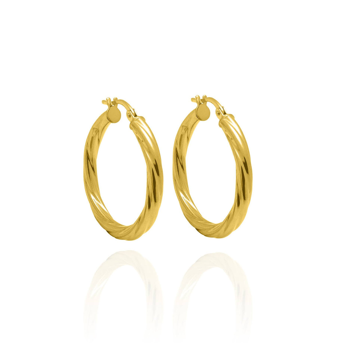 3mm Solid Gold Textured Hoop Earrings