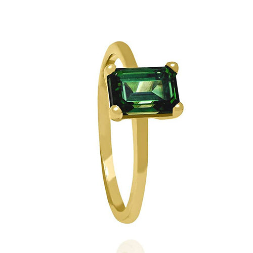 Solid Yellow Gold Tropea Ring with Emerald