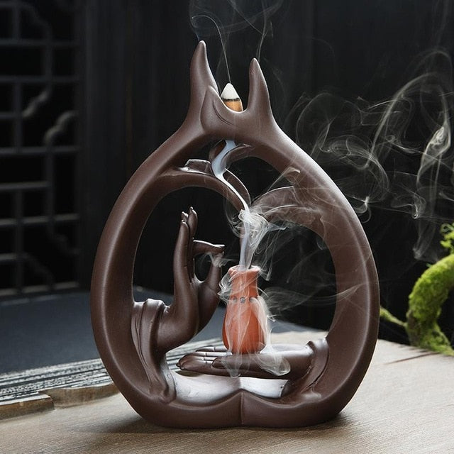 Buddha Hand Smoke Waterfall Incense Burner Urban Diffusers