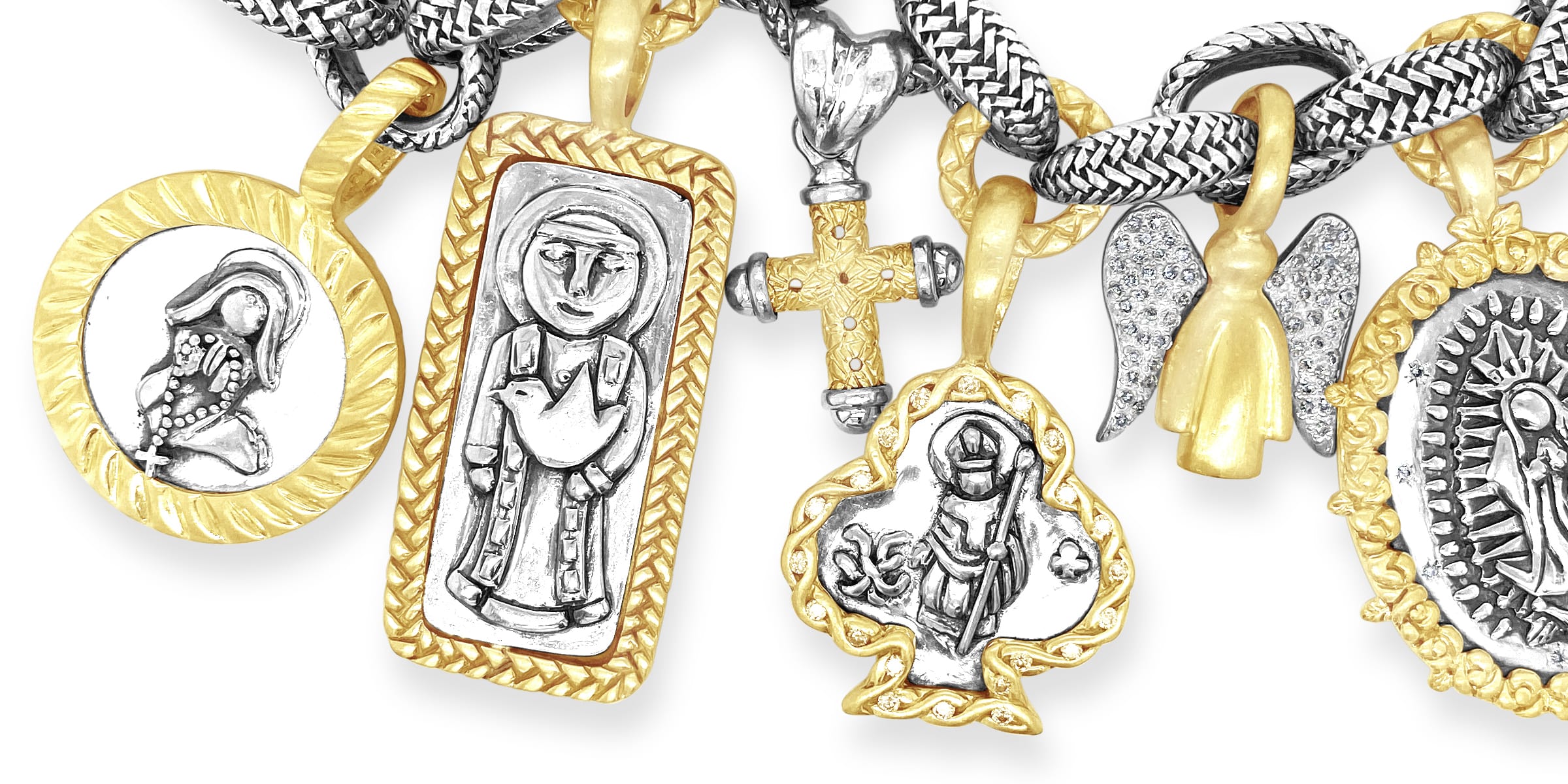 St. Rita Charm Bracelet | Silver Small Saint Medallion Bracelet 7.5”
