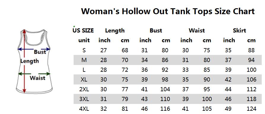 Hollow Tank Top Sizing Chart