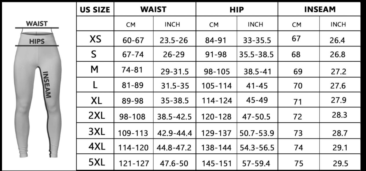 Legging size chart