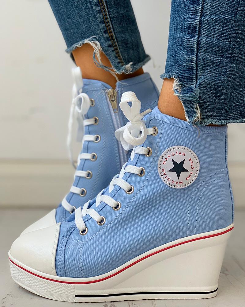 blue wedge sneakers