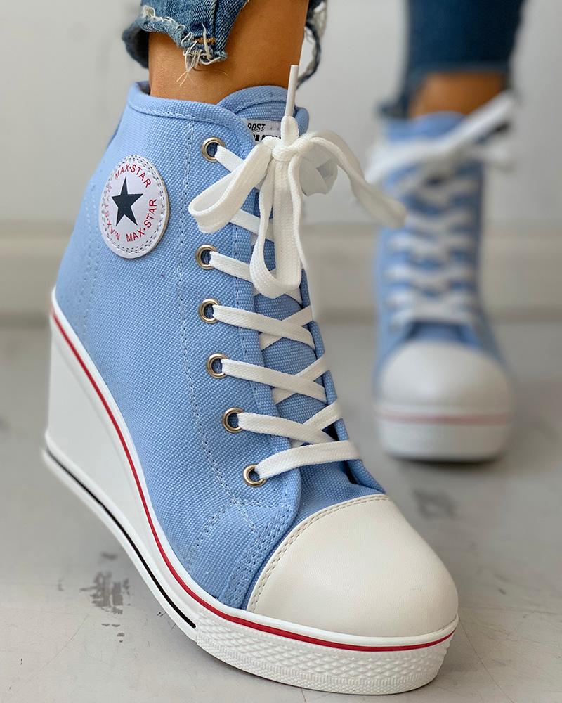 lace wedge sneakers