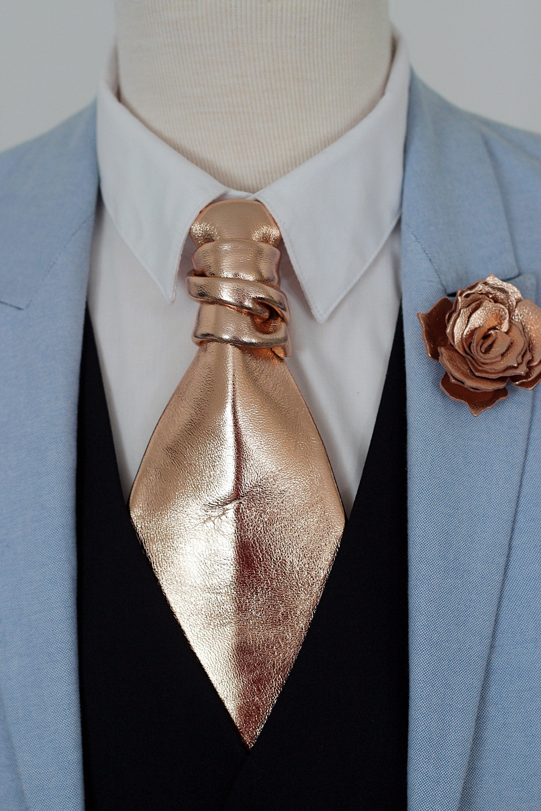 Gold rose gold tuxedo ascot necktie