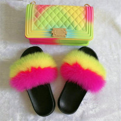 fluffy slipper slides