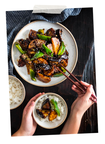 Crispy Eggplant and Potato in Garlic Sauce Asian Recipe Summer Somewhere