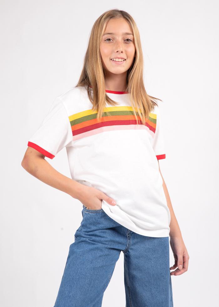 Girls Happy Stripe T-Shirt-TeenzShop
