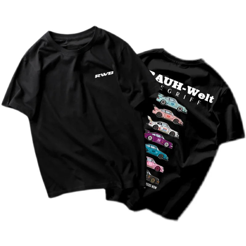 Bay Shore RWB Car Theme Graphic T-Shirt With Short Sleeves For Men And Women - Image 6