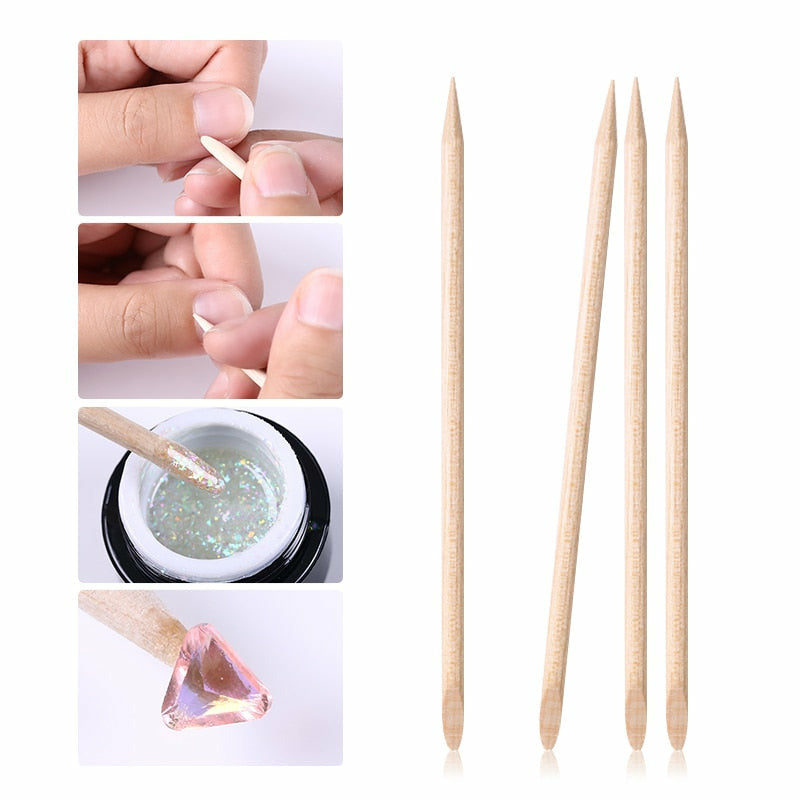 Double End Nail Art Wood Stick Cuticle Pusher Remover Professional Nail Art  Tools