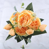 Rose Pink Silk Peony Artificial Flowers Bouquet For Home Wedding Decoration